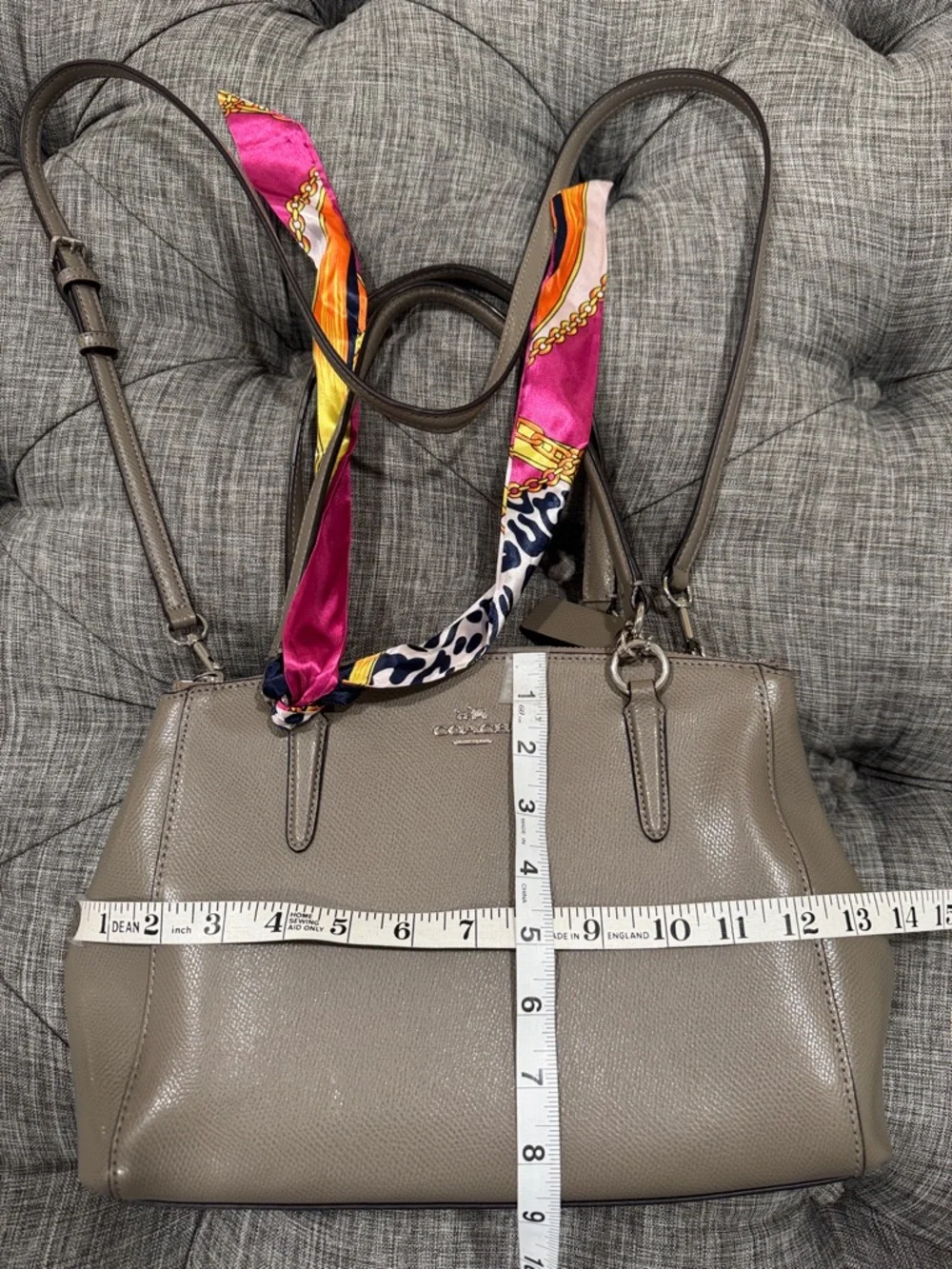 Coach Christie Gray Fog Saffiano Leather Satchel - Picture 17 of 17